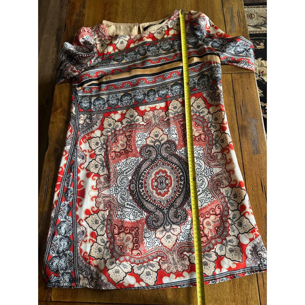 Ark & Co Paisley Print Shift Dress Boho Red Beige Medium - Picture 10 of 11